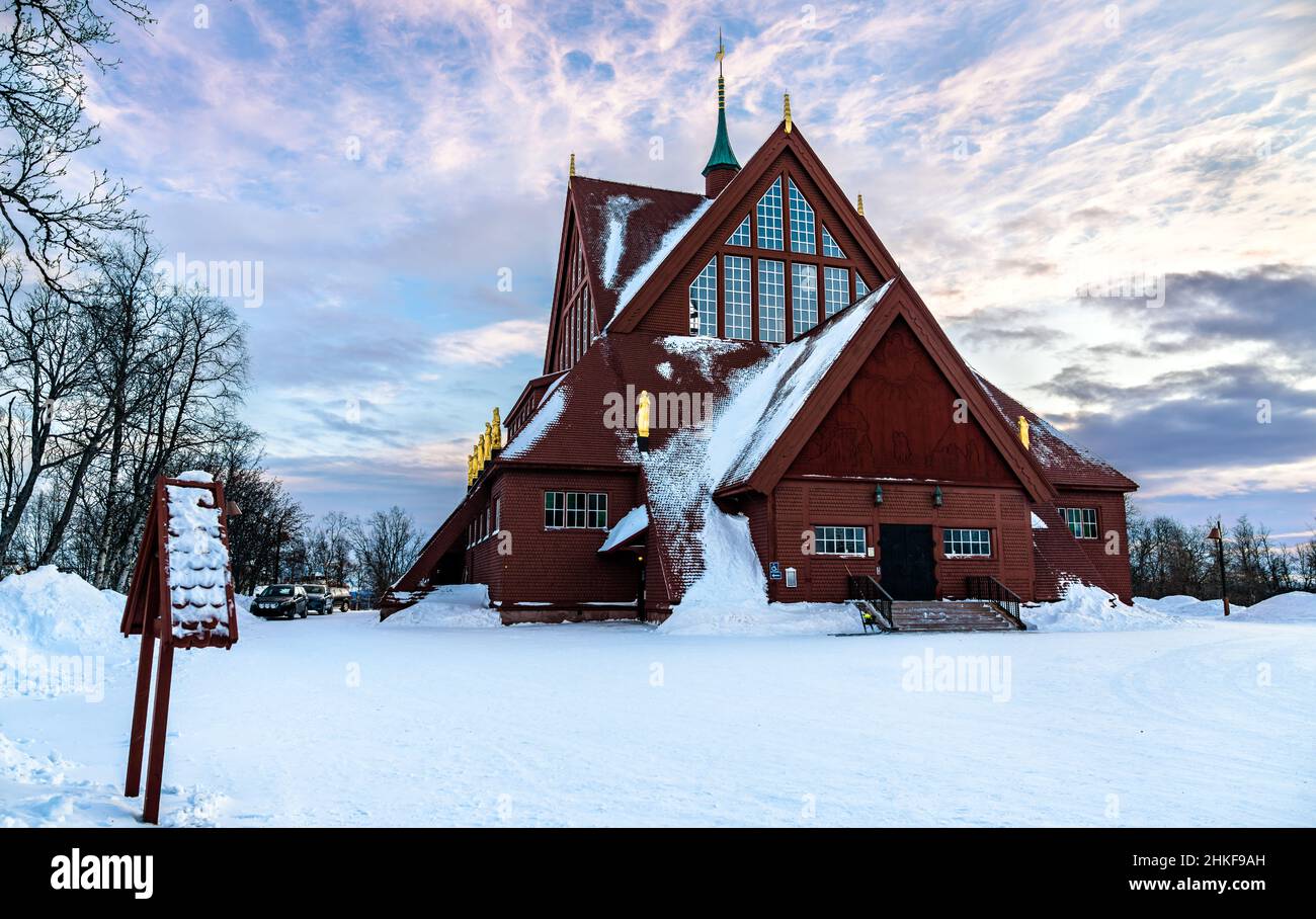 Kiruna Church in winter, Sweden Stock Photo