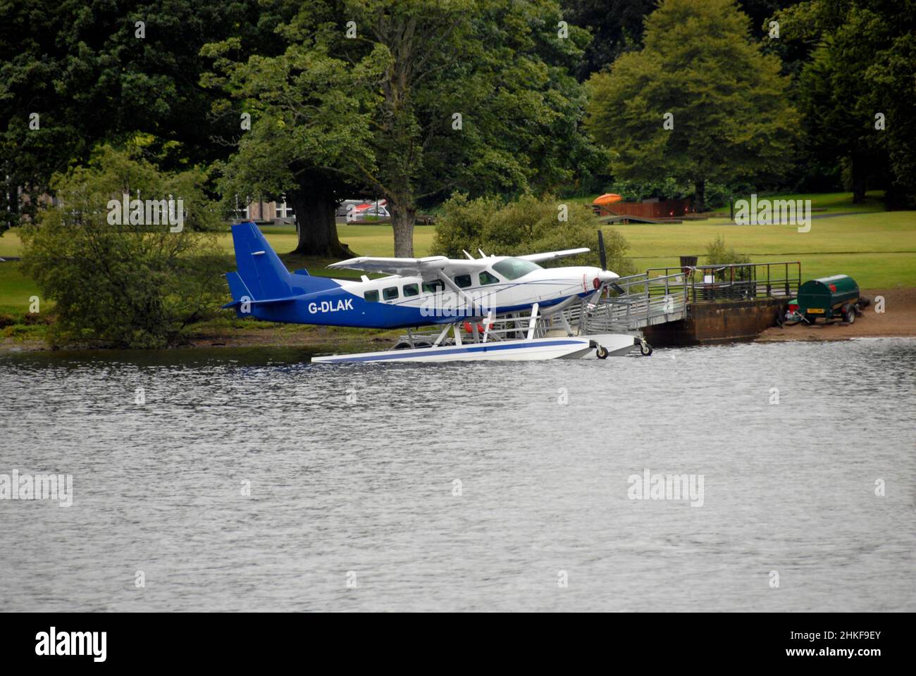 Seaplane moored on Loch Lomond, Scotland. G-DLAK Cessna Caravan-208 Stock Photo