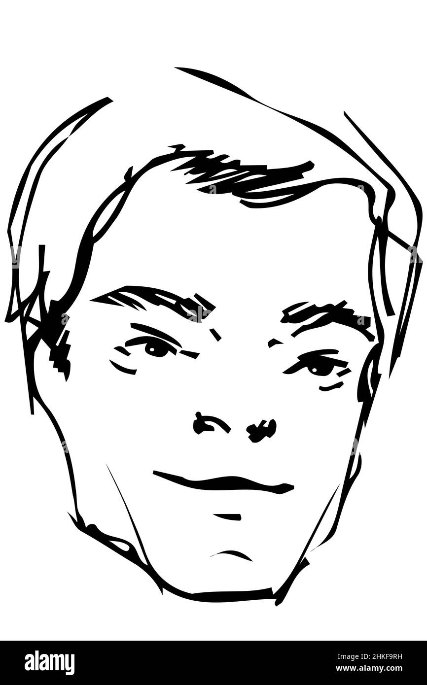 Black and white vector sketch for a portrait of an adult male Stock Photo