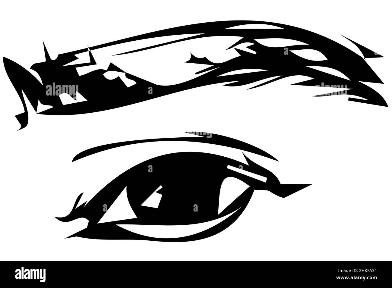 black and white vector sketch of a human eye and eyebro Stock Photo