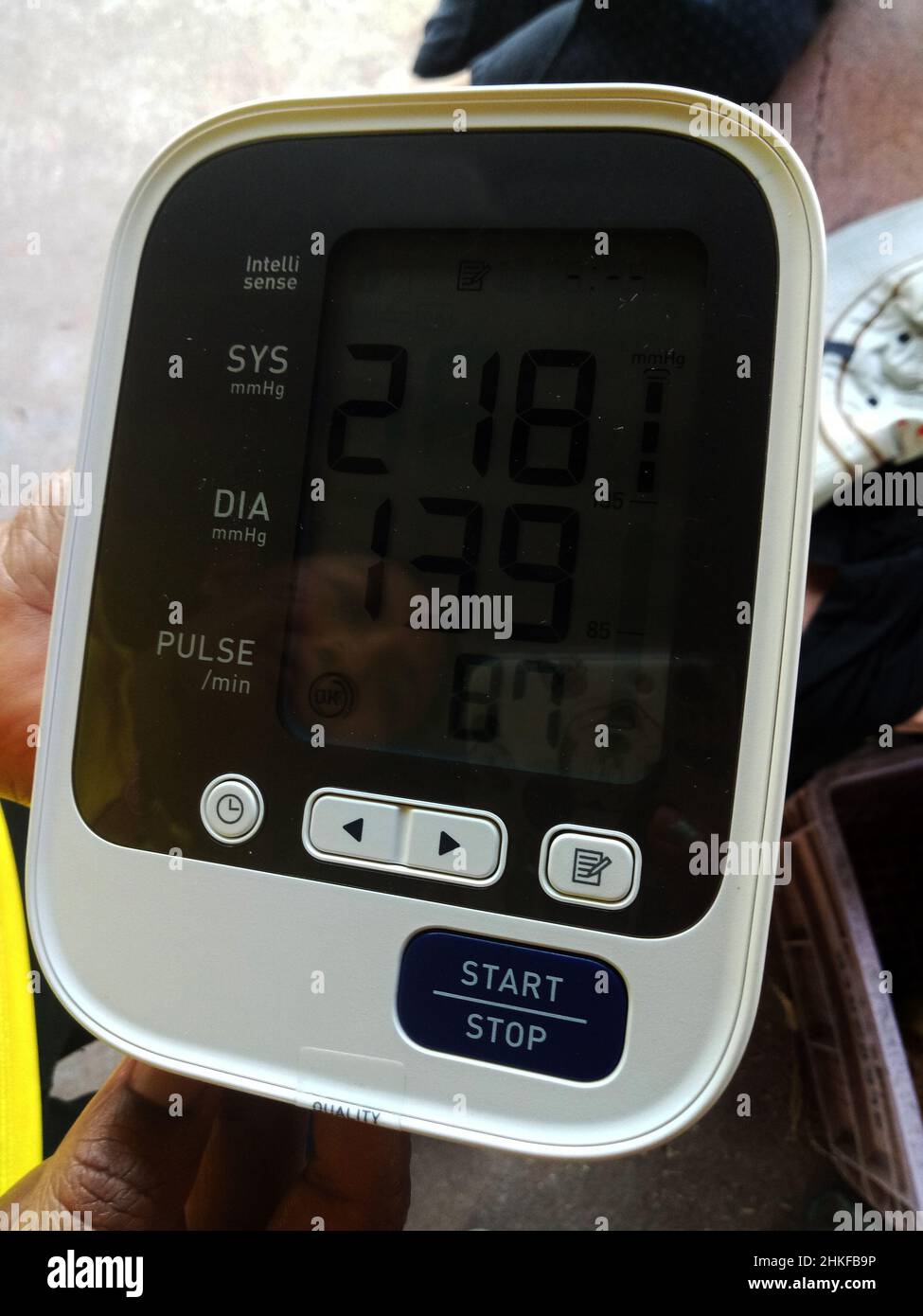 Doctor visit and use Sphygmomanometer upper arm blood pressure meter