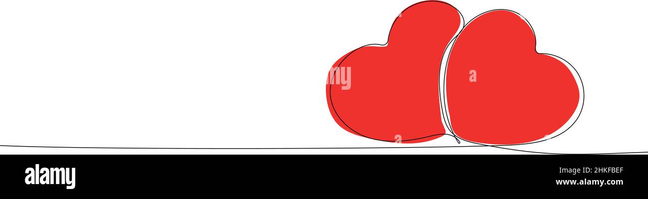 Two red love hearts romantic Stock Vector