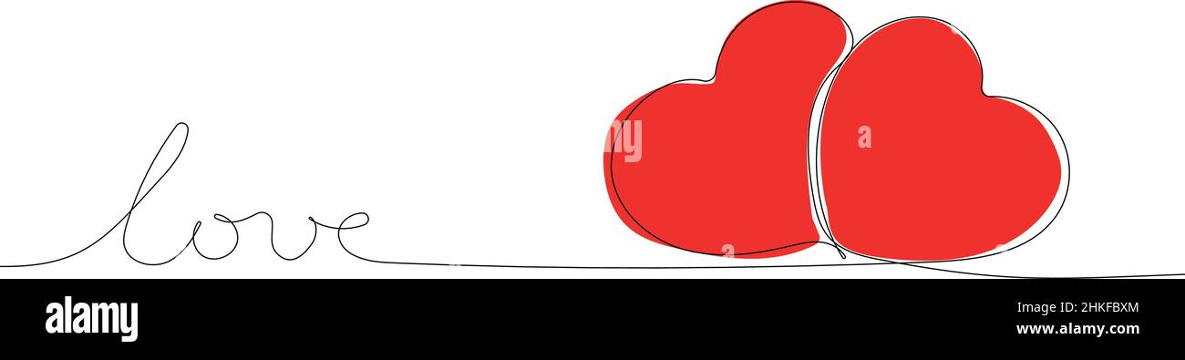 Two red love hearts romantic Stock Vector