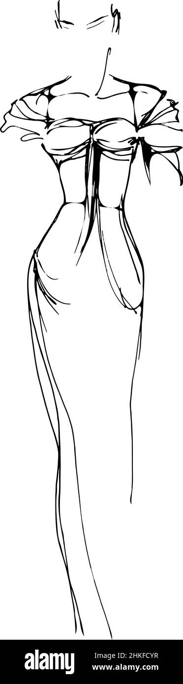 Vector illustration of a beautiful slim girl in an elegant dress Stock Photo