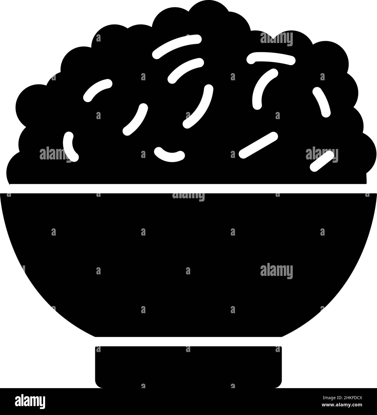 Rice In A Bowl Glyph Icon Food Vector  Stock Vector