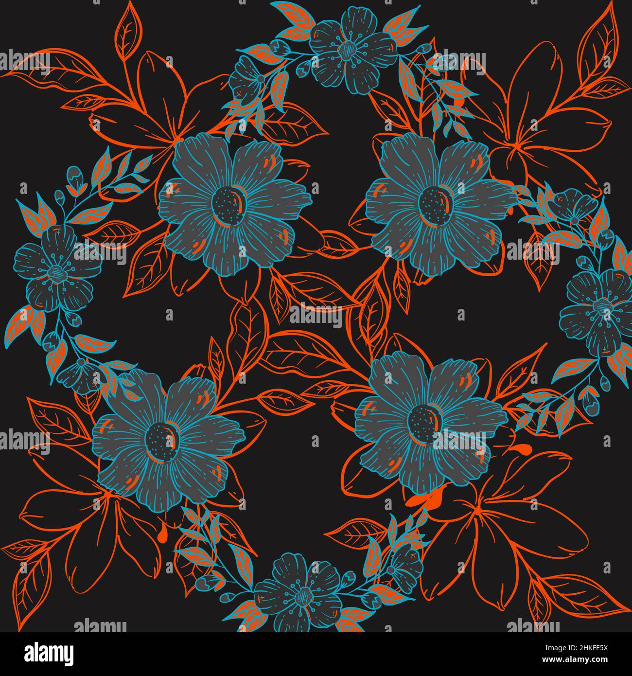 Floral ornament seamless background. Stock Photo