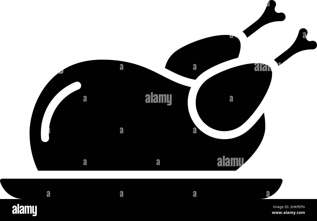 Roast Chicken Glyph Icon Food Vector  Stock Vector