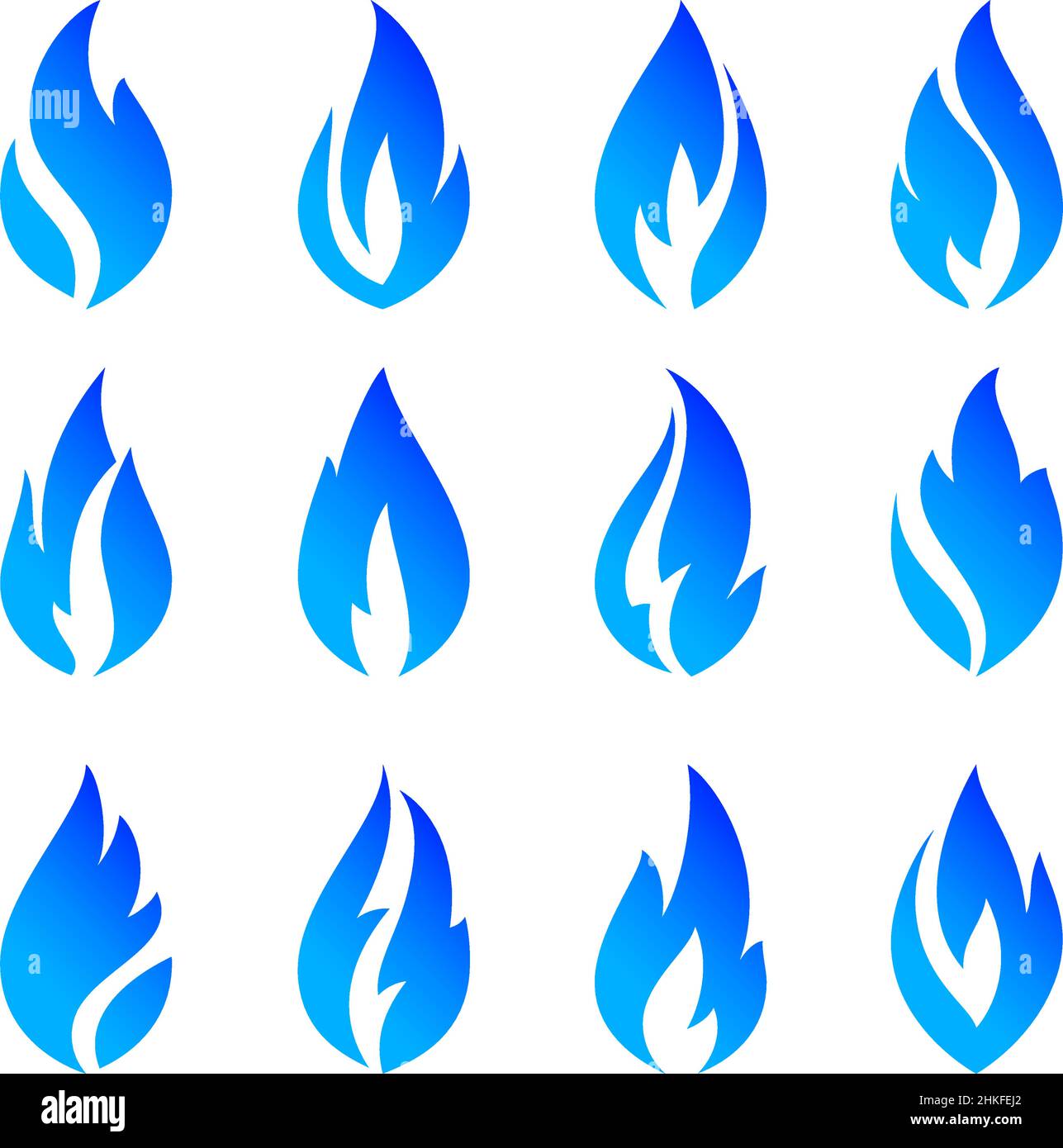 Fire flames, set blue icons, vector illustration Stock Vector Image ...