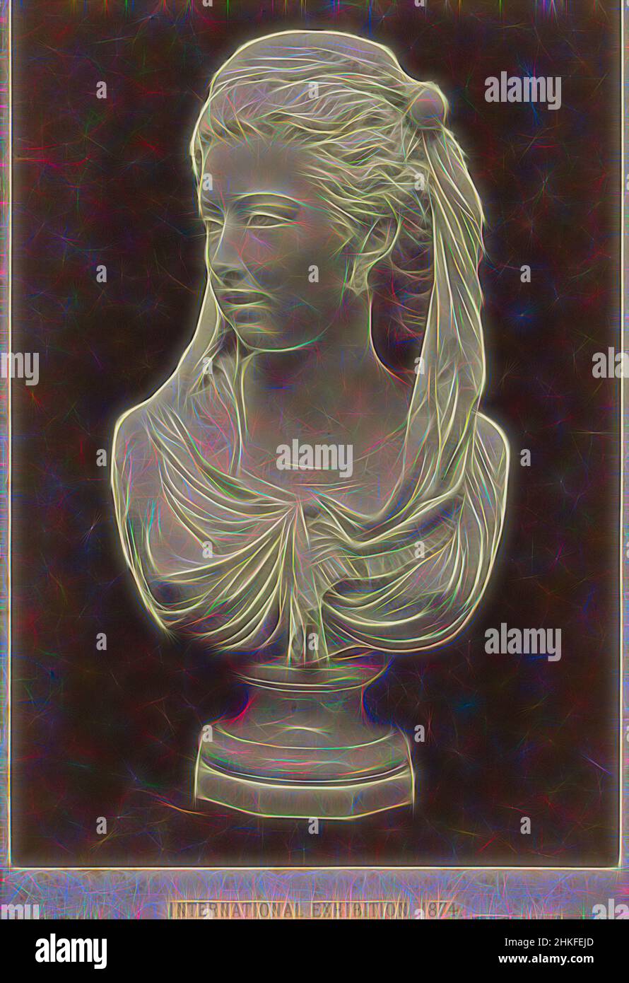 Inspired by Marble bust Milanese by Ch. Brunin, Milanese, marble bust by Ch. Brunin, Belgium, International Exhibition 1874, William England, London, 1874, albumen print, height 166 mm × width 108 mm, Reimagined by Artotop. Classic art reinvented with a modern twist. Design of warm cheerful glowing of brightness and light ray radiance. Photography inspired by surrealism and futurism, embracing dynamic energy of modern technology, movement, speed and revolutionize culture Stock Photo