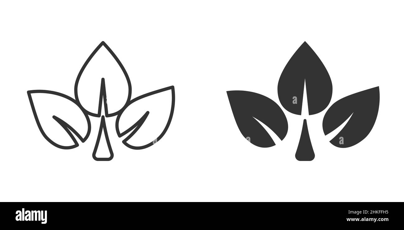 Leaf icon in flat style. Plant vector illustration on white isolated ...
