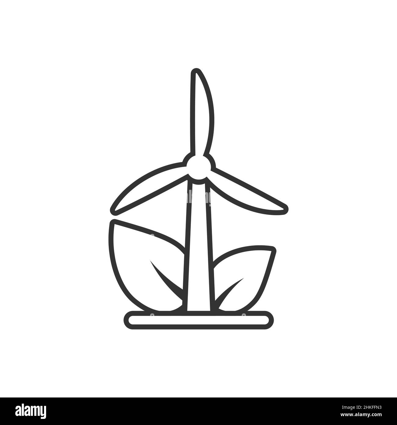 Eco energy icon in flat style. Leaf wind power plant vector ...