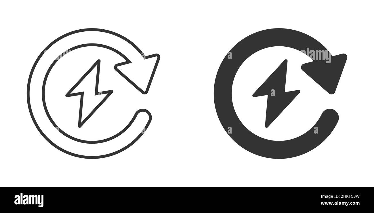 Energy recharge icon in flat style. Voltage and arrow vector ...