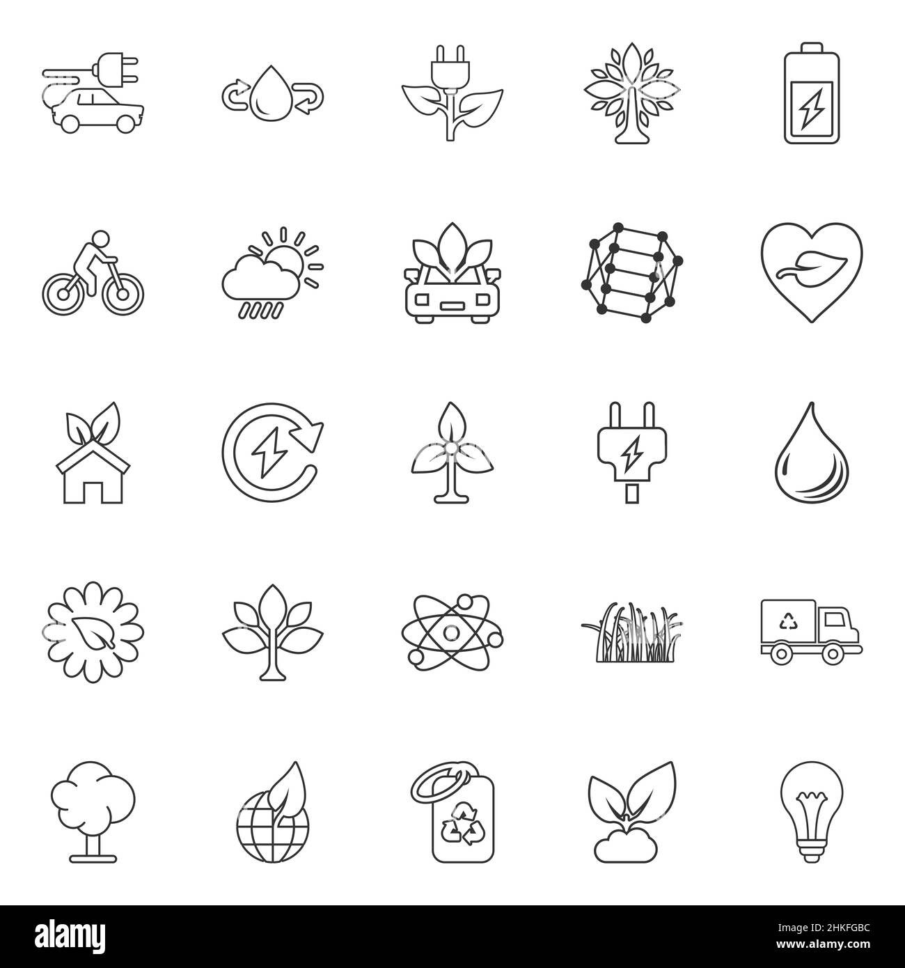 Eco environment icons set in flat style. Ecology vector illustration on ...