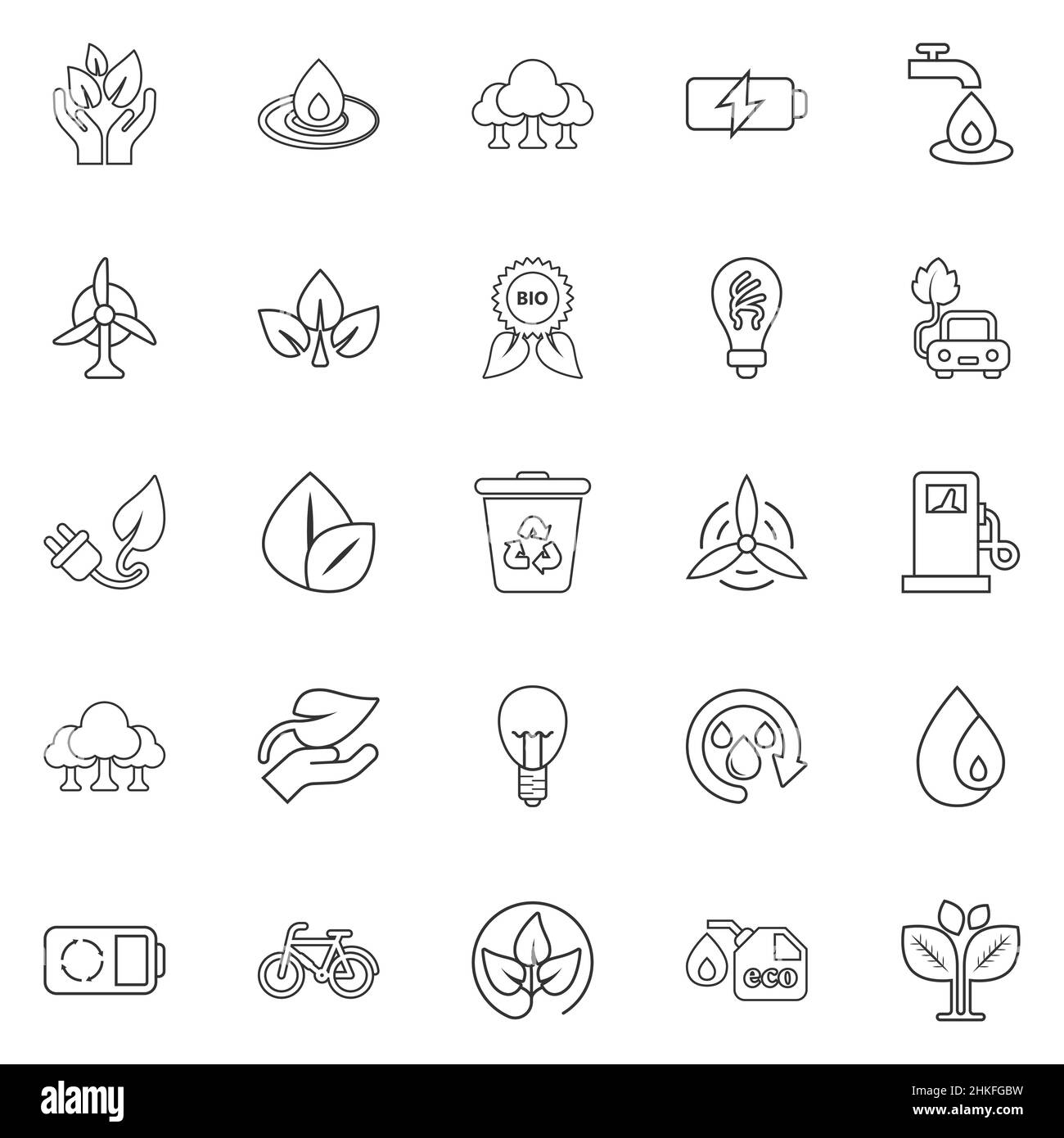 Eco environment icons set in flat style. Ecology vector illustration on ...
