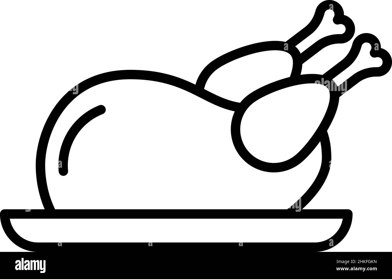 Roast Chicken Outline Icon Food Vector Stock Vector