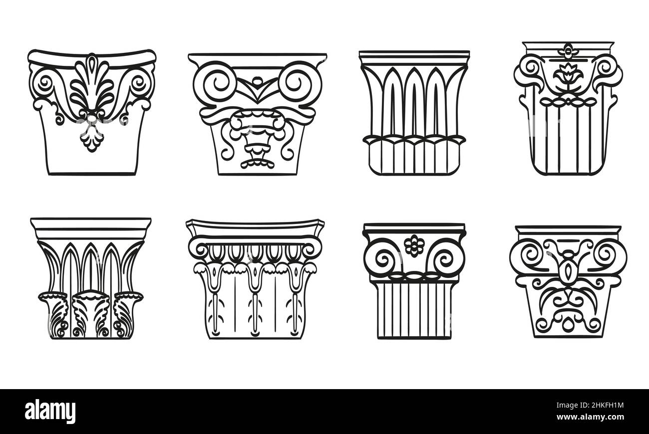 Classical column architecture element. Columns set or collection Stock ...