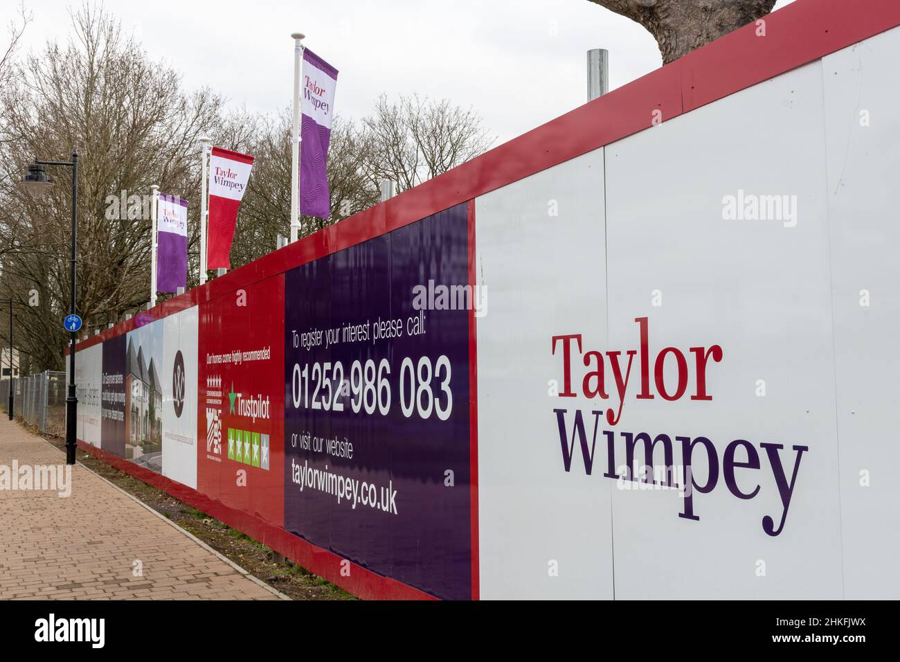 Taylor Wimpey homes flags and hoardings around new houseing development