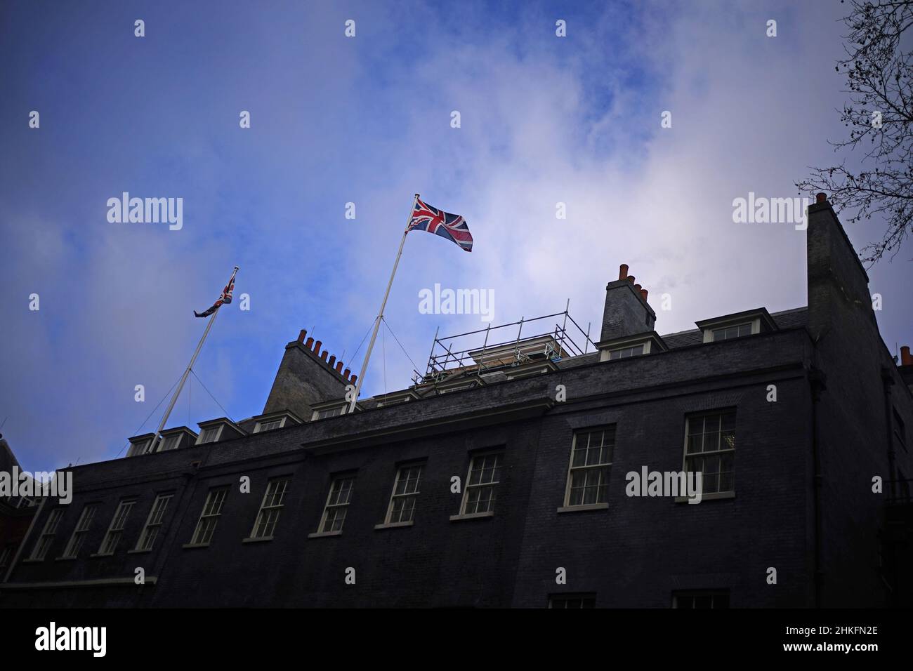 Union Jack flags in Downing Street, London. Prime Minister Boris Johnson's inner circle has been rocked by a host of resignations after four senior aides quit on Thursday. Picture date: Friday February 4, 2022. See PA story POLITICS Johnson. Photo credit should read: Yui Mok/PA Wire Stock Photo