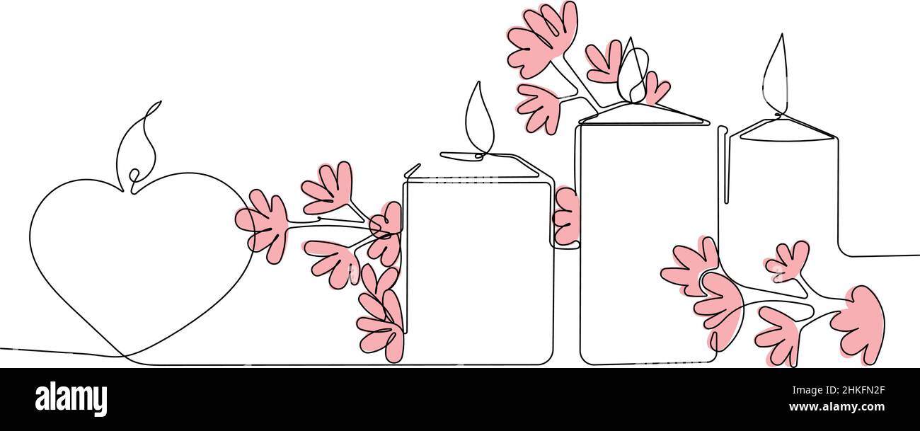 Romantic atmosphere candles with a flowers Stock Vector