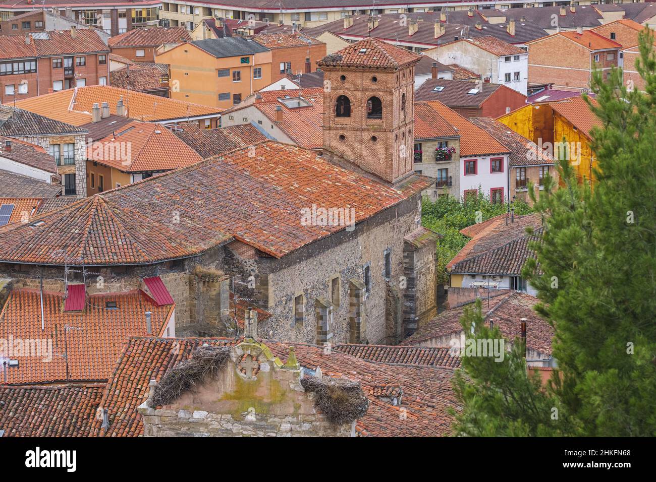 Spain, Castile and León, Belorado, stage on the Camino Francés, Spanish route of the pilgrimage to Santiago de Compostela, listed as a UNESCO World Heritage Site, San Pedro church Stock Photo