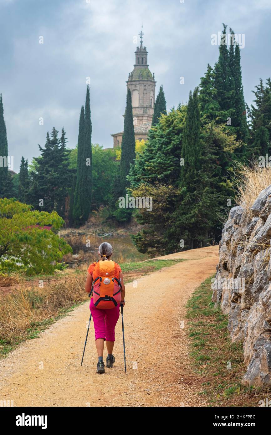 Spain, Navarre, Villamayor de Monjardin, hike on the Camino Francés, Spanish route of the pilgrimage to Santiago de Compostela, listed as a UNESCO World Heritage Site Stock Photo