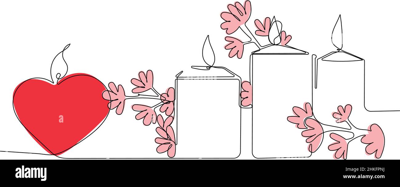 Romantic atmosphere candles with a flowers Stock Vector