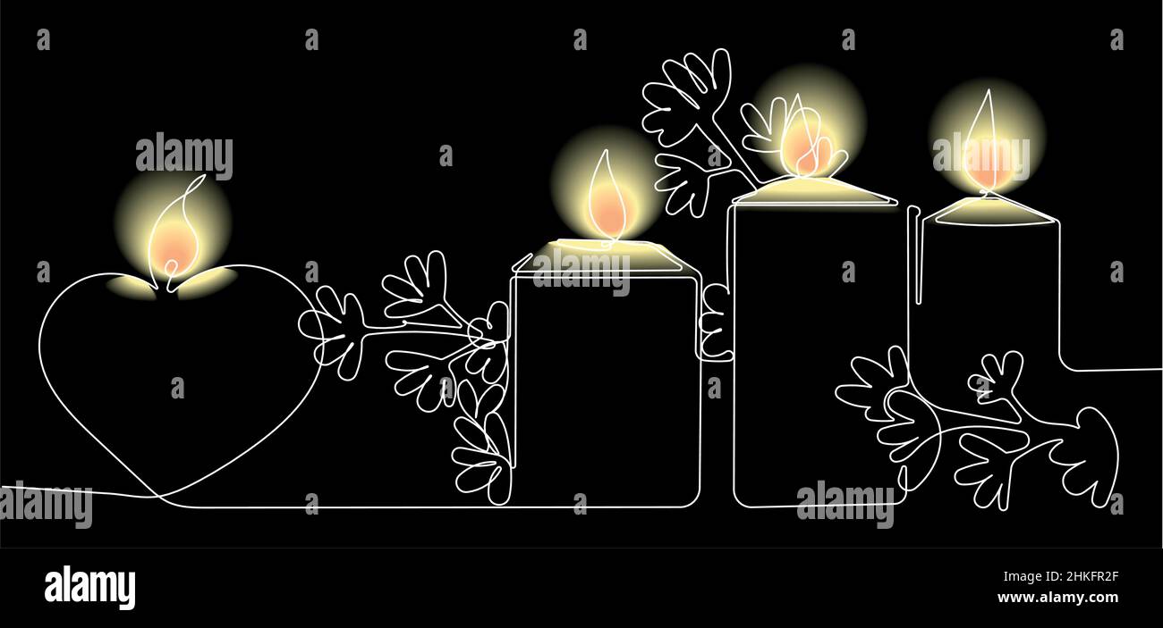 Romantic atmosphere candles with a flowers Stock Vector