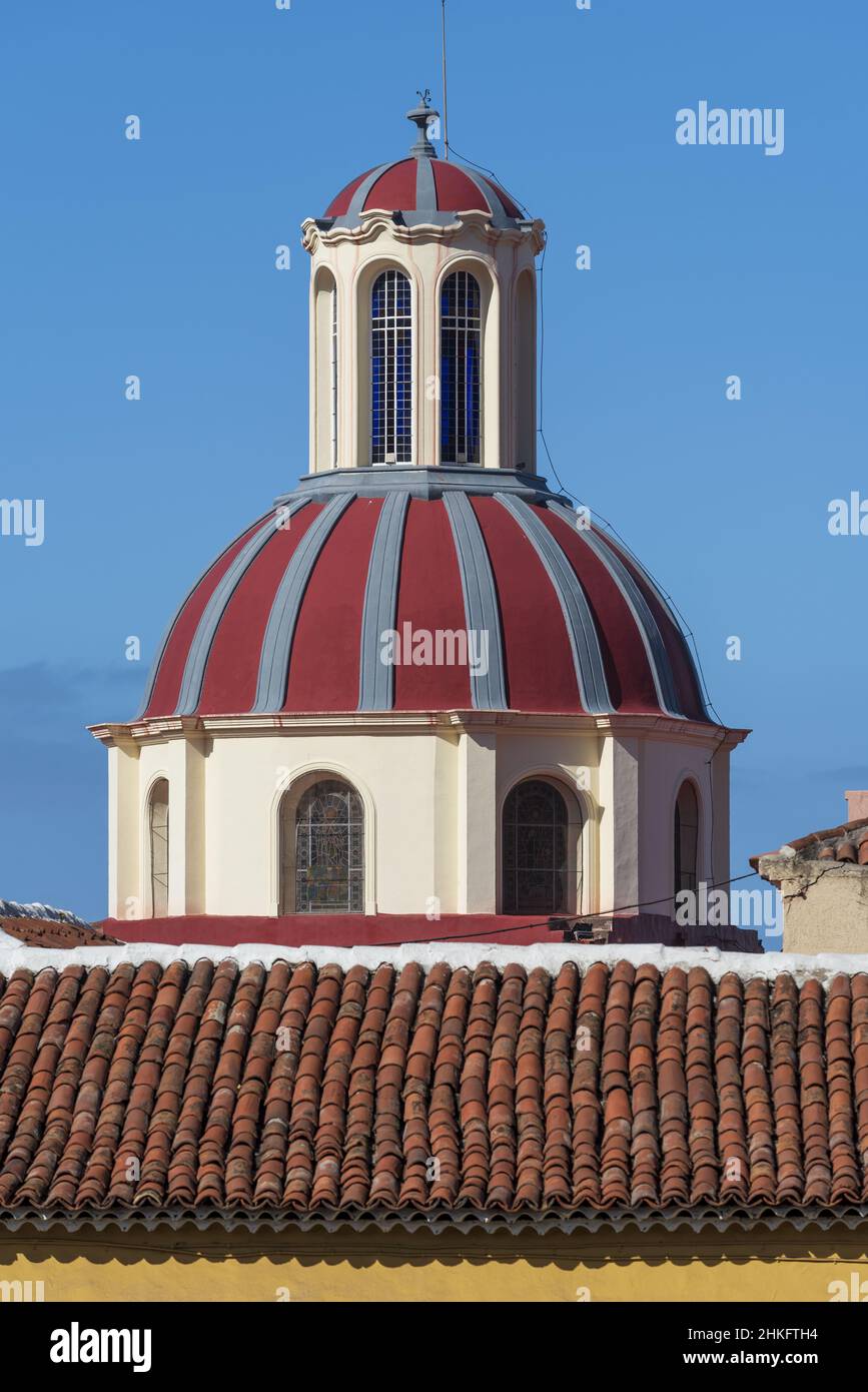 Spain, Canary Islands, Tenerife Island, City hall and domes of the Immaculate Conception of the Orotava church Stock Photo