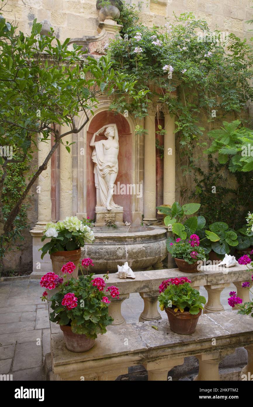 Malta, Valletta, garden of Casa Rocca Piccola, ancestral home of the 9th Marquess of Piro which houses a private museum and a bed and breakfast Stock Photo