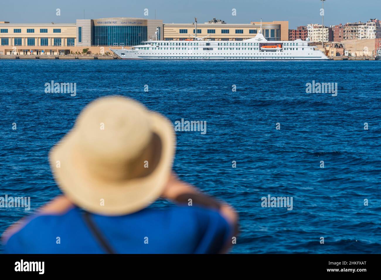 Egypt, Red Sea Governorate, Hurghada, Port of Hurghada, CroisiEurope's MS Belle de l'Adriatique in the harbour Stock Photo