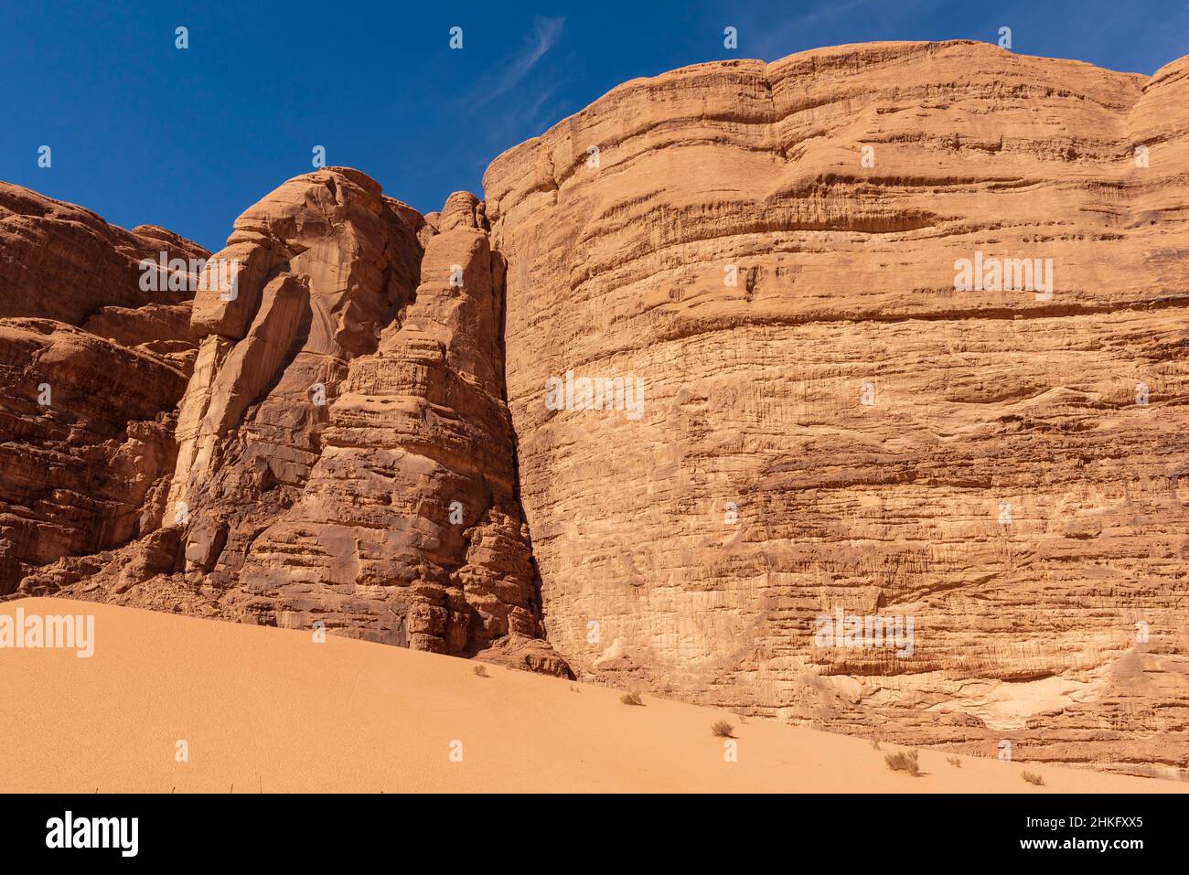 Jordan, Aqaba Governorate, Wadi Rum, listed as World Heritage by UNESCO, desert, mountains Stock Photo