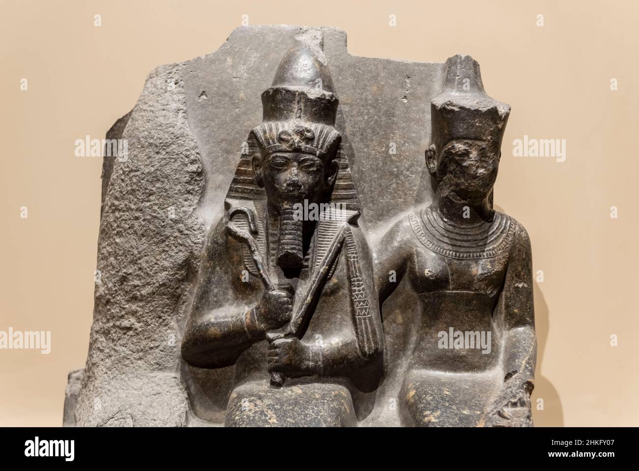 Egypt, Red Sea Governorate, Hurghada, Hurghada Museum, Statue of King Amenhotep III in black granite, from Giza Stock Photo