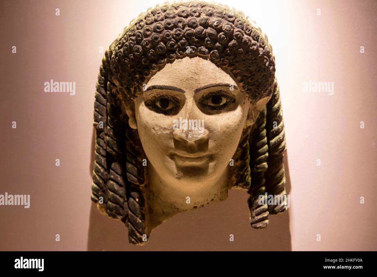 Egypt, Red Sea Governorate, Hurghada, Hurghada Museum, Mummy mask of a