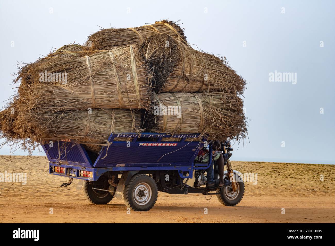 Benin, Grand Popo, straw to make roofs Stock Photo