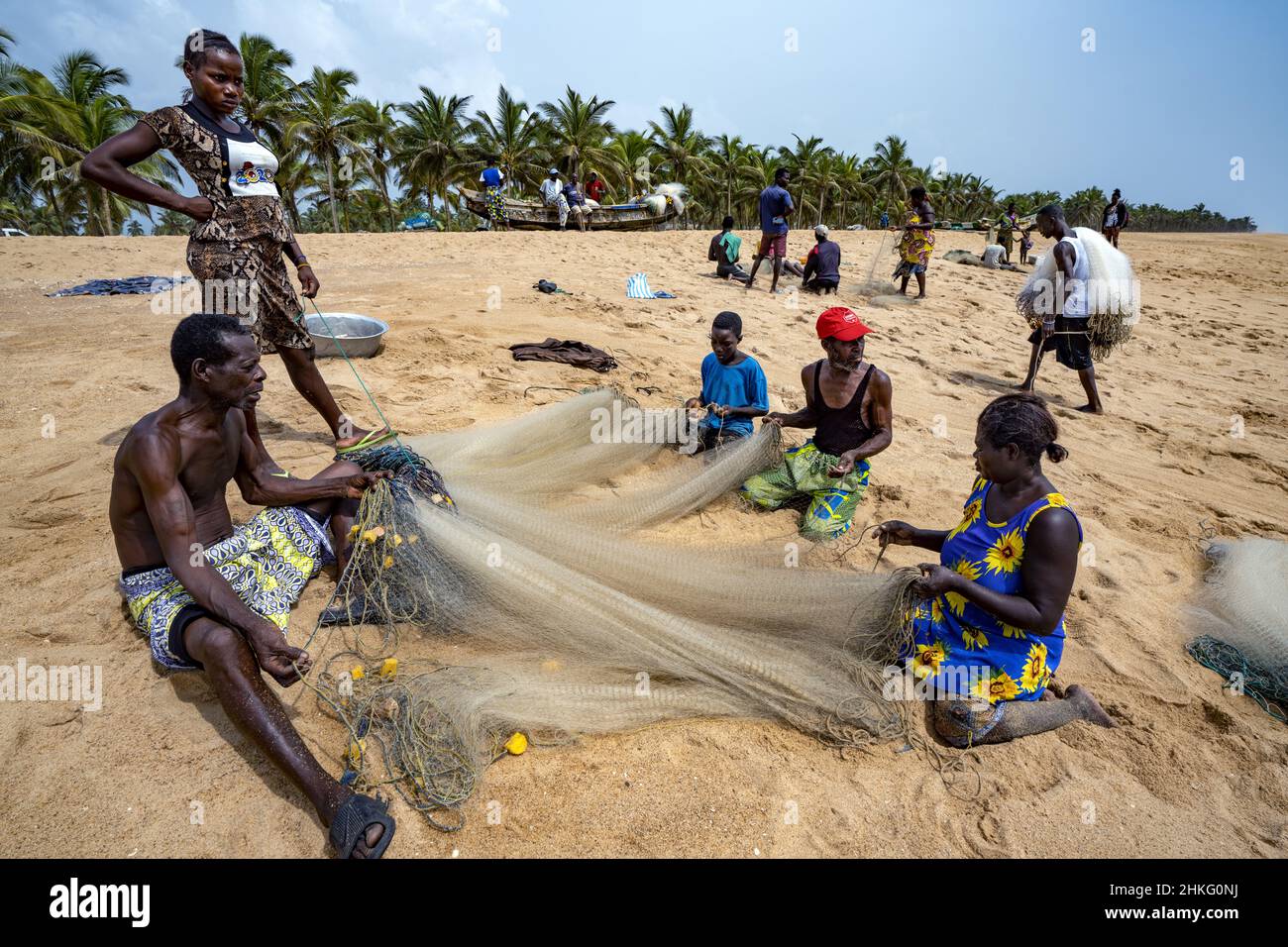 Benin, Grand Popo, fishermen Stock Photo