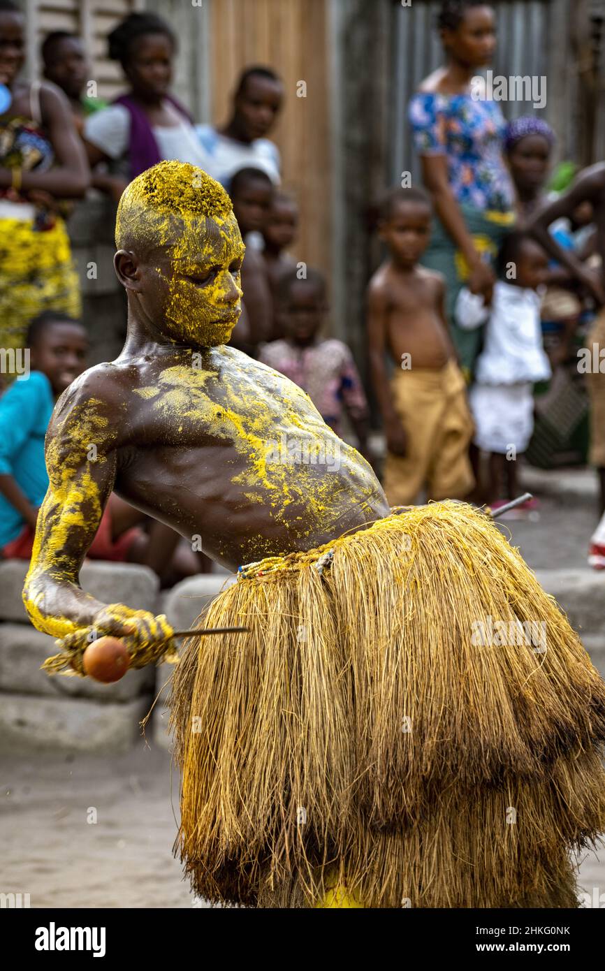 Benin, Possotome province, Awame, voodoo dances and trance called Koku Houn, Koku deity Stock Photo