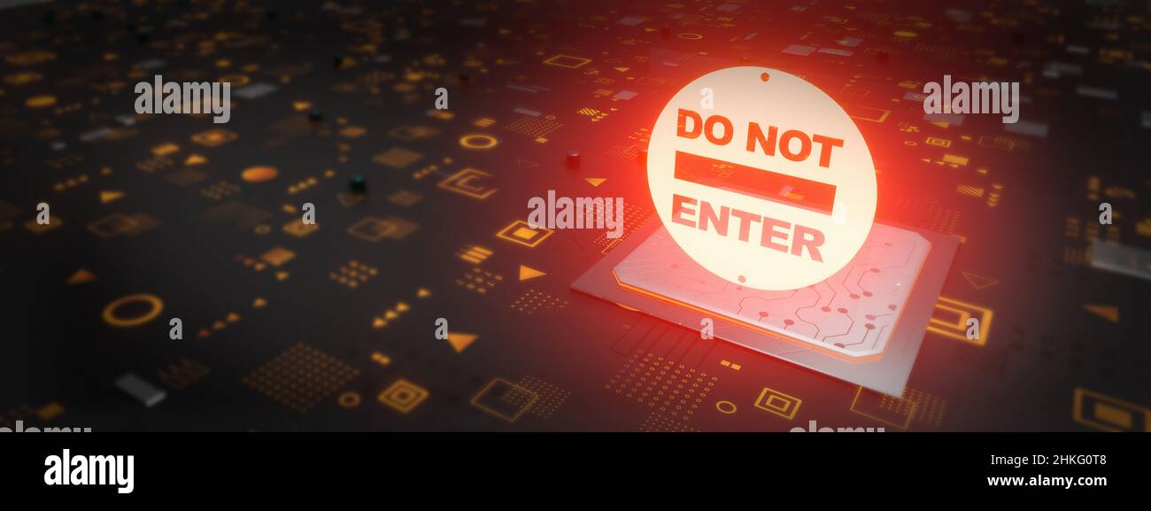 Do not Enter Circuit technology Background 3D Render Stock Photo