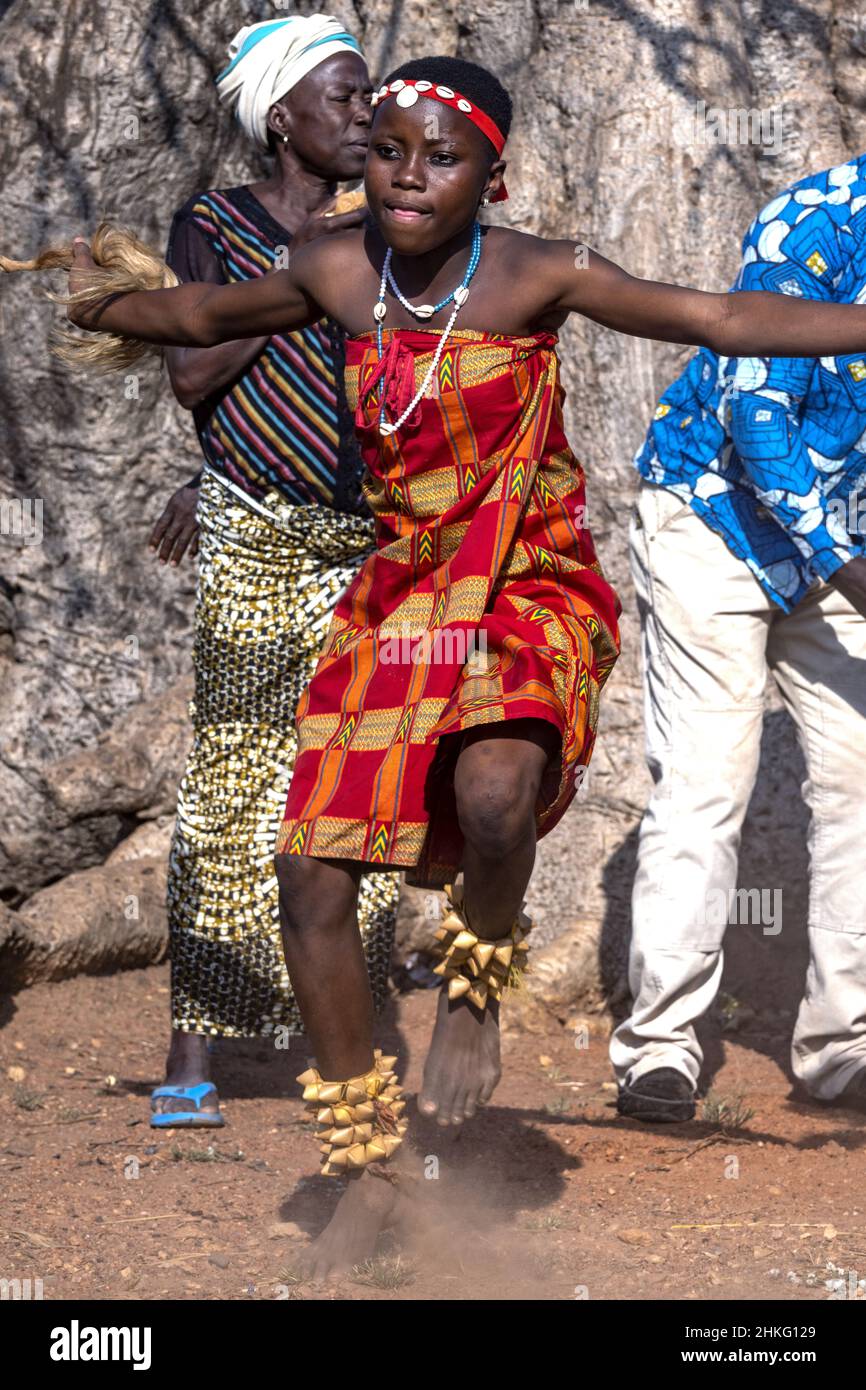 Benin, Natitingou, Waou tribal dance called Wama comemorating the end