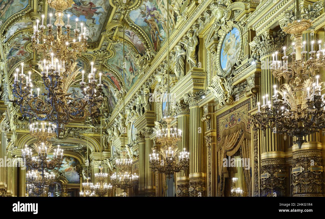 France, Paris, Garnier Opera, the Grand Foyer Stock Photo