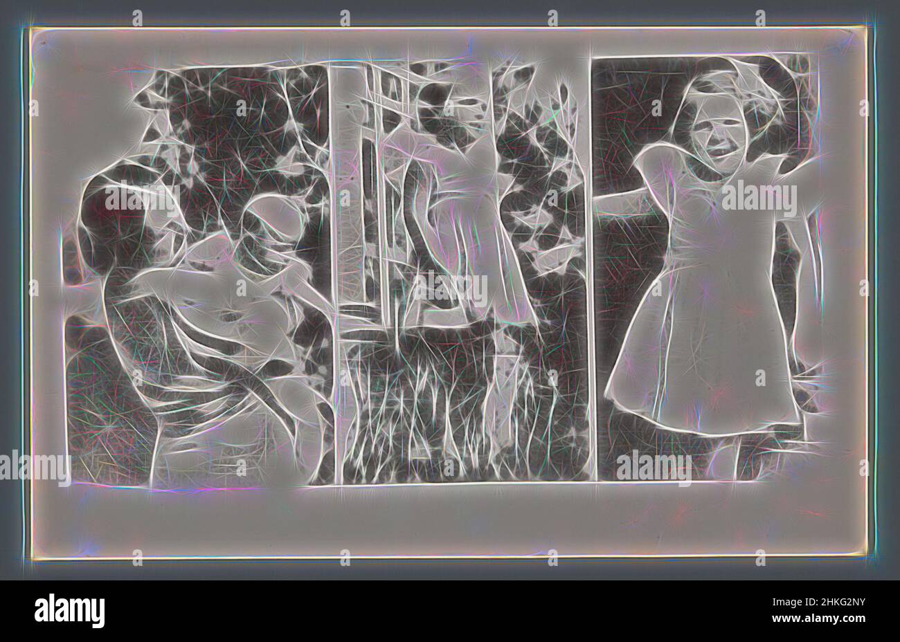 Inspired by Princess Juliana with Princess Margriet, Princess Irene and Princess Beatrix, publisher:, Ottawa, 1943, gelatin silver print, height 89 mm × width 149 mm, Reimagined by Artotop. Classic art reinvented with a modern twist. Design of warm cheerful glowing of brightness and light ray radiance. Photography inspired by surrealism and futurism, embracing dynamic energy of modern technology, movement, speed and revolutionize culture Stock Photo