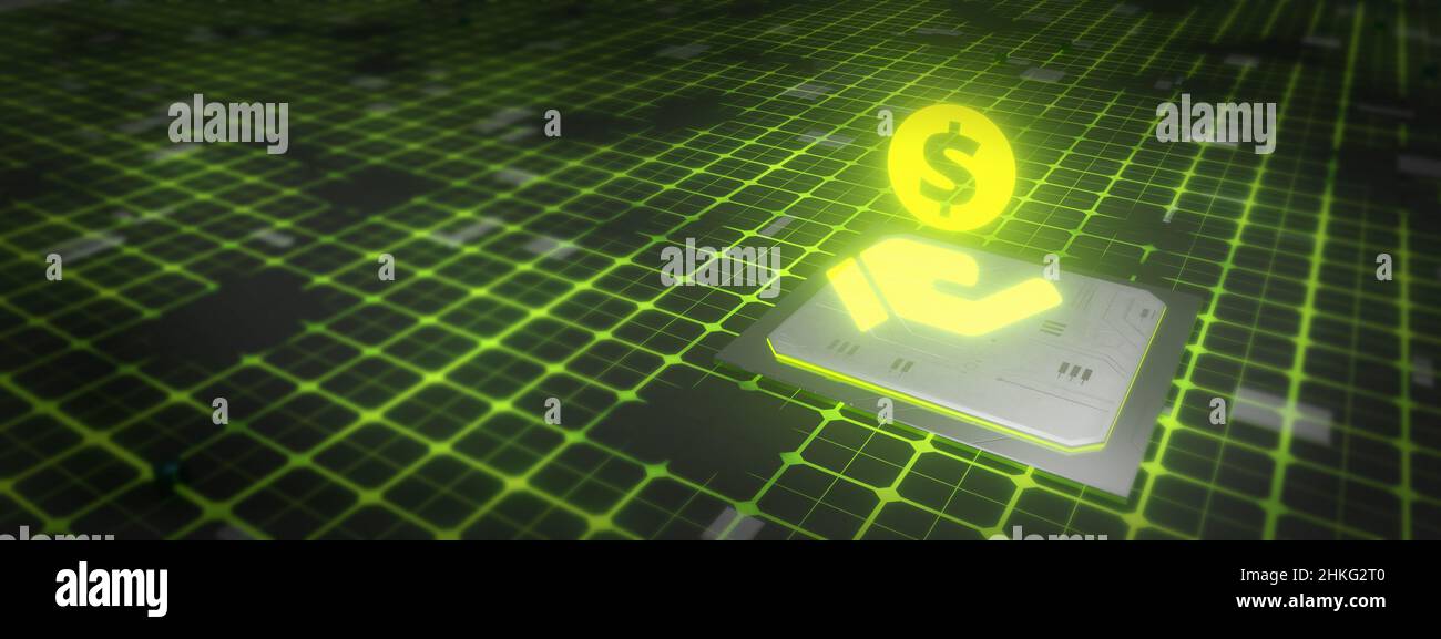Successful international financial symbol investment technology concept 3D Illustration Stock Photo
