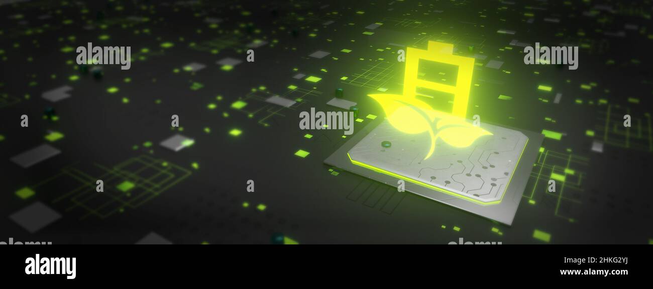 Energy Efficiency Concept, eco-friendly battery concept 3D Rendering Stock Photo