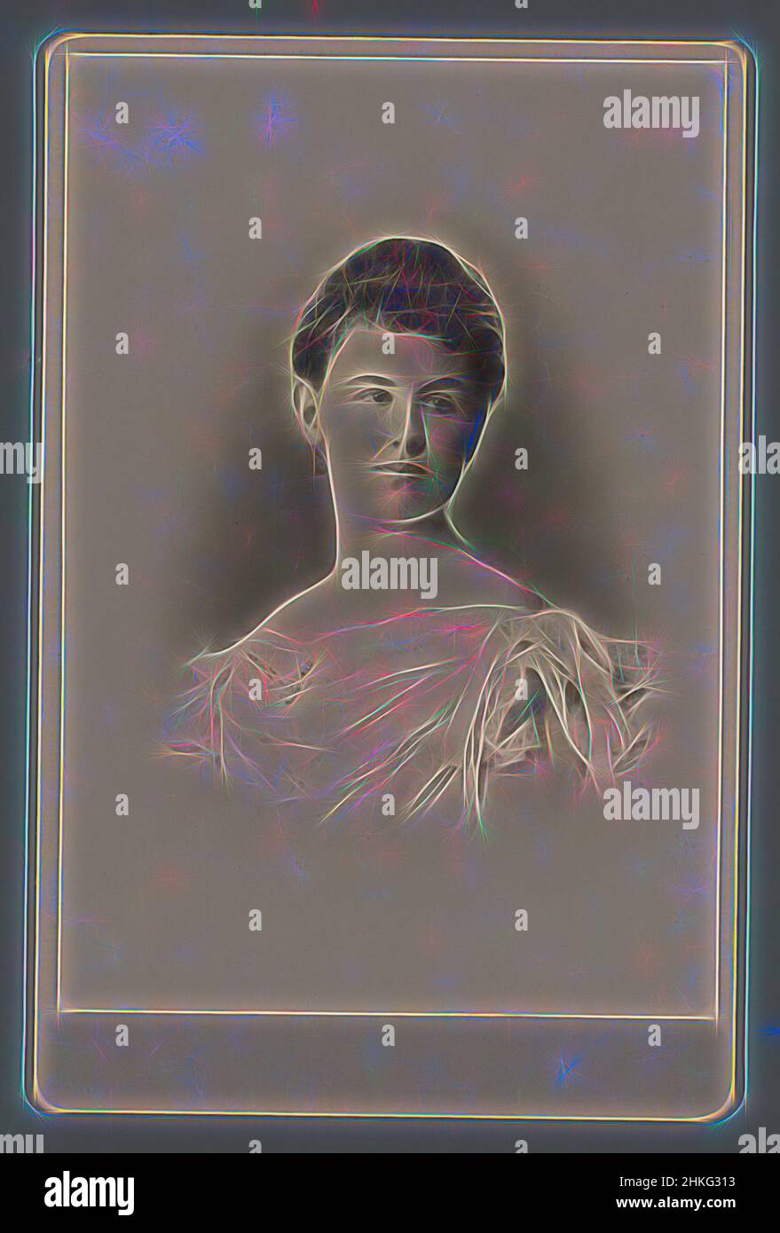 Inspired by Portrait of Queen Wilhelmina, 1900 - 1901, height 162 mm × width 105 mm, Reimagined by Artotop. Classic art reinvented with a modern twist. Design of warm cheerful glowing of brightness and light ray radiance. Photography inspired by surrealism and futurism, embracing dynamic energy of modern technology, movement, speed and revolutionize culture Stock Photo