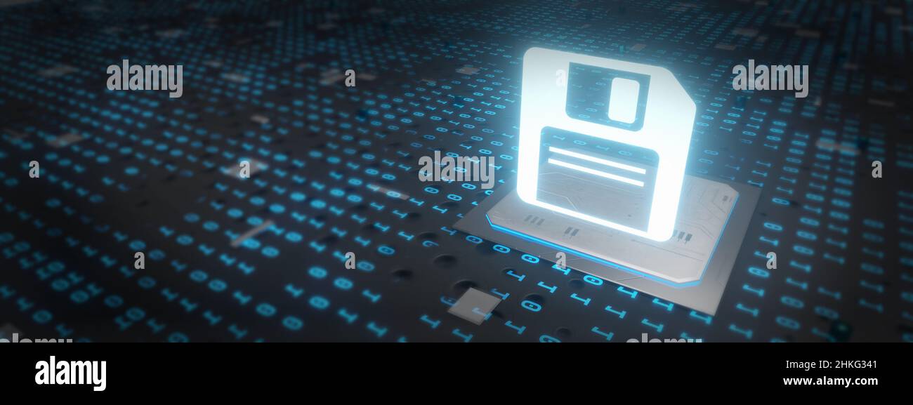 3d hologram symbol of save icon 3D render Stock Photo