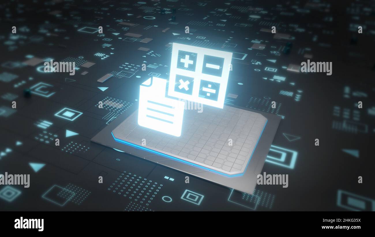 tax form with technology calculator 3D Illustration Stock Photo