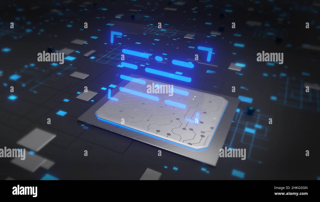 Data and AI Learning and Artificial Intelligence Concept. Business, modern technology, internet and networking concept. 3d illustration Stock Photo