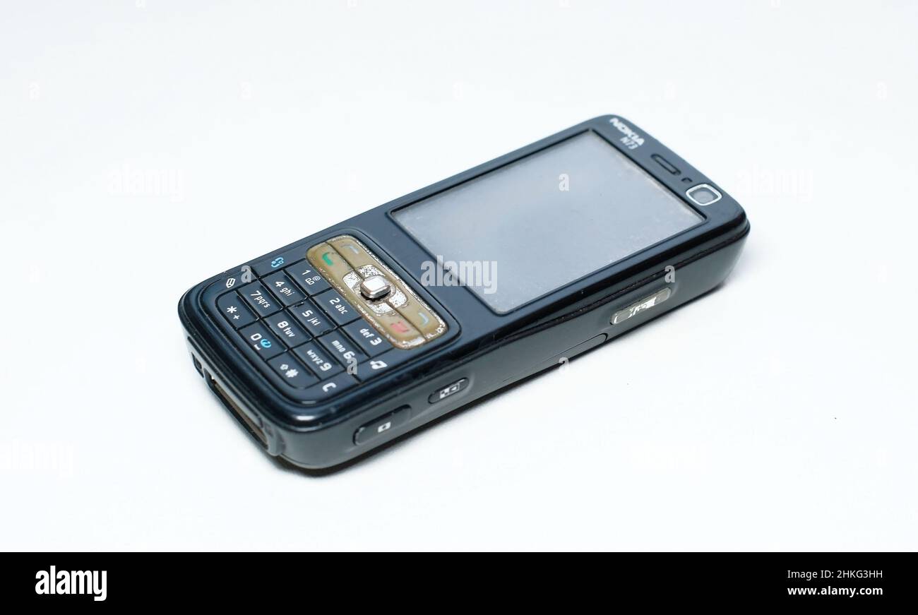 Nokia N73 mobile phone, Old nokia hand phone version N73 Stock Photo