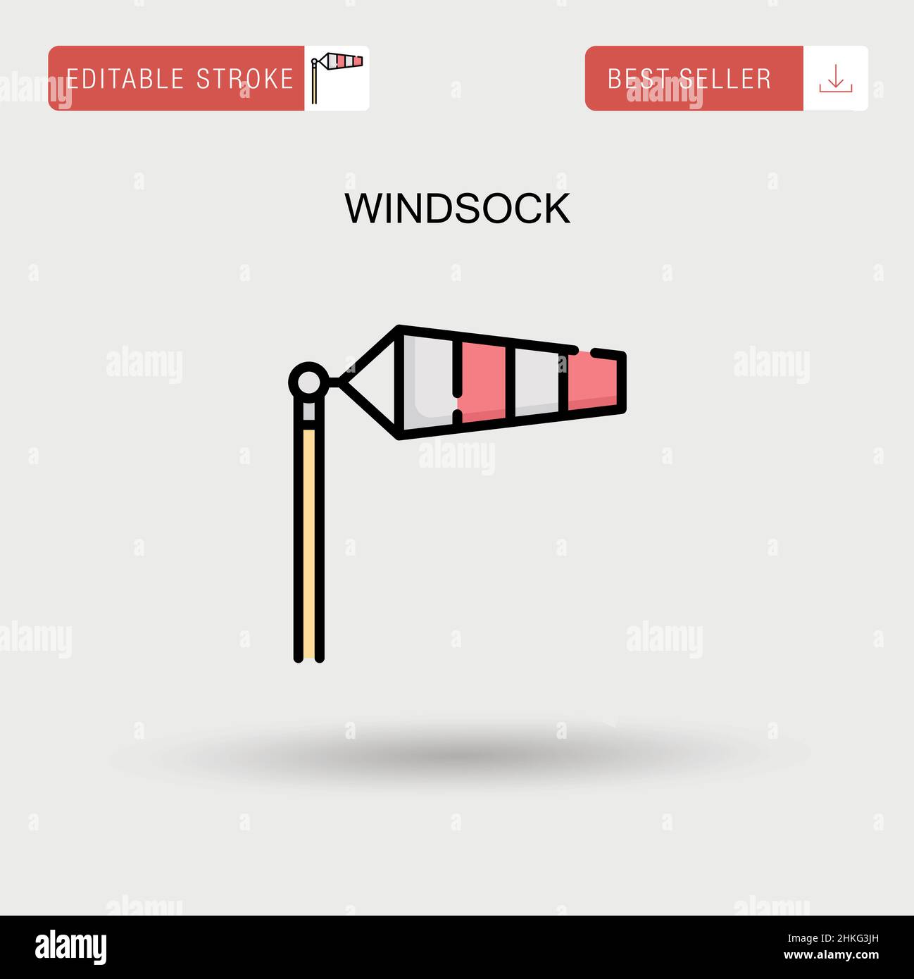 Windsock Simple vector icon. Stock Vector