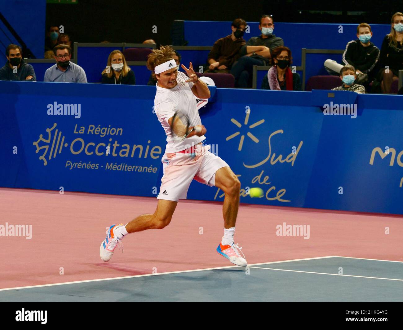 Alexander Zverev of Germany in action against Mackenzie McDonald of