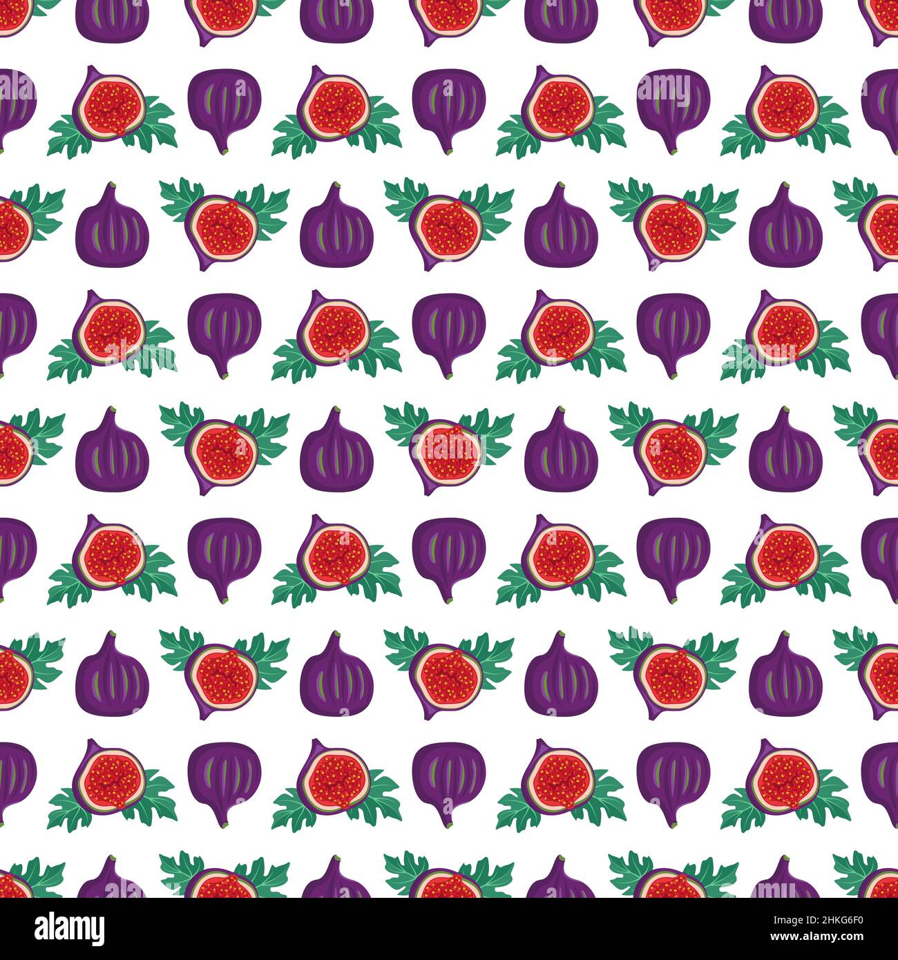 Seamless pattern with fresh sweet tasty fig fruits and leaves. Print of ...